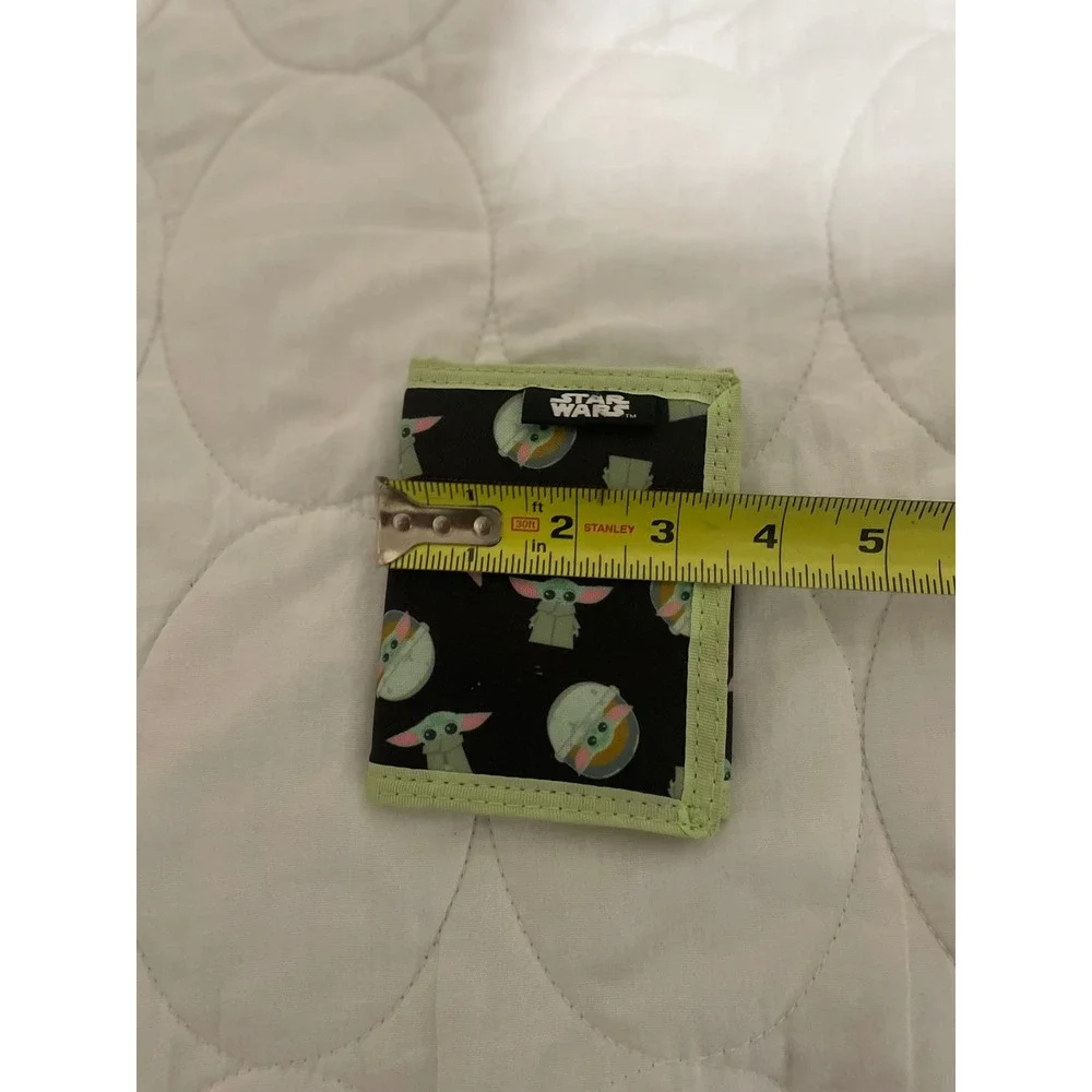 Star Wars The Mandalorian Grogu Baby Yoda Kids Trifold Wallet Black Green Canvas